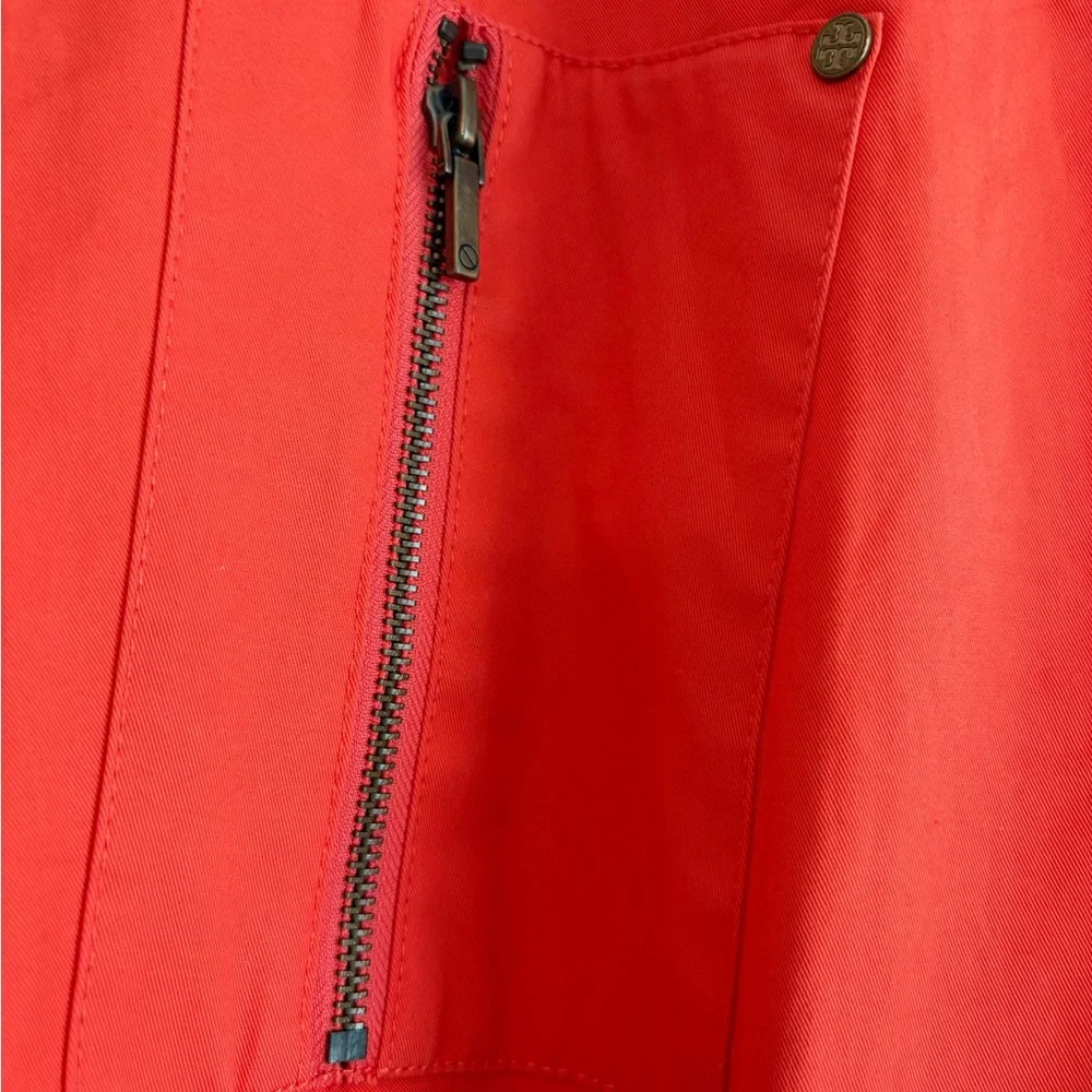Tory‎ Burch Curtis Women's Orange Button Up Cropped Utility Jacket Coat Size 2